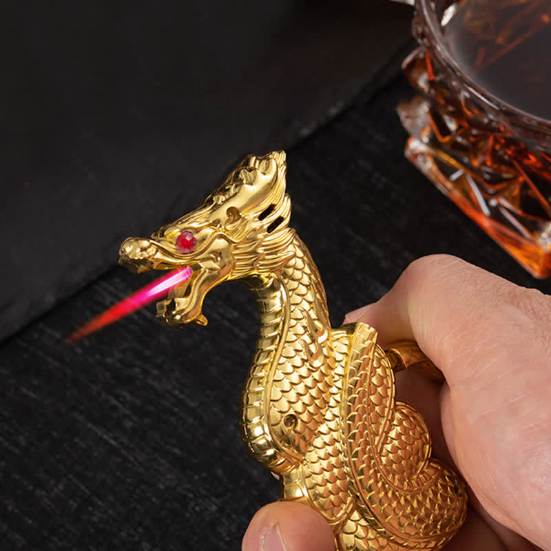 Briquet au butane rechargeable en forme de dragon unique et créatif