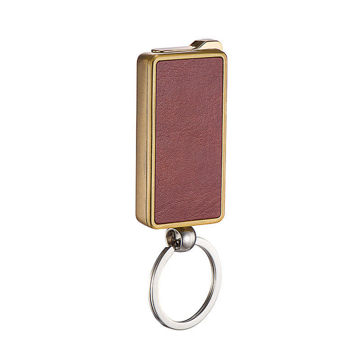 Briquet au butane rechargeable avec porte-clés portable et corps en cuir