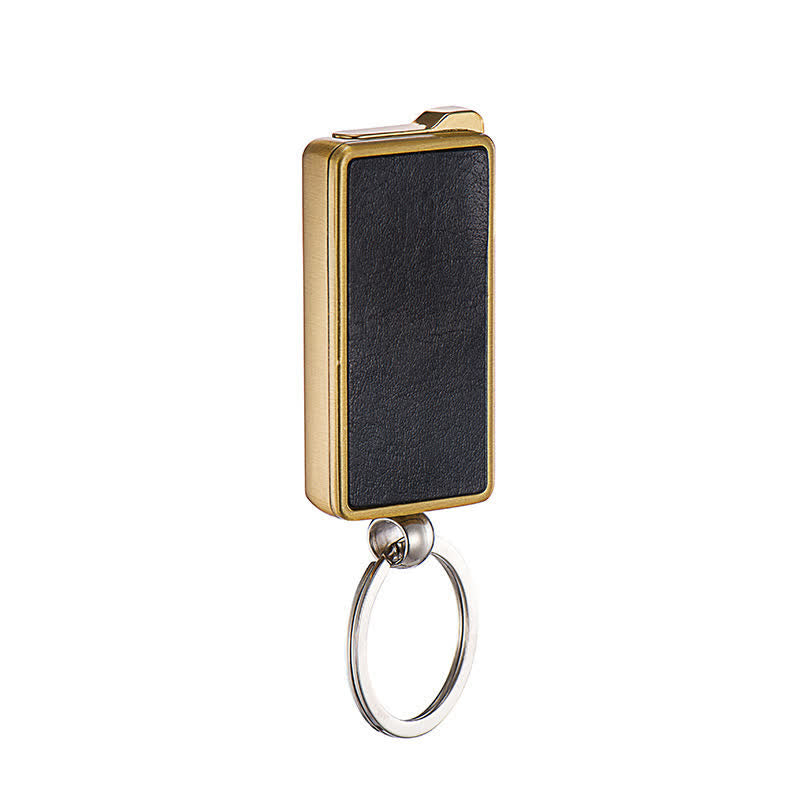 Briquet au butane rechargeable avec porte-clés portable et corps en cuir