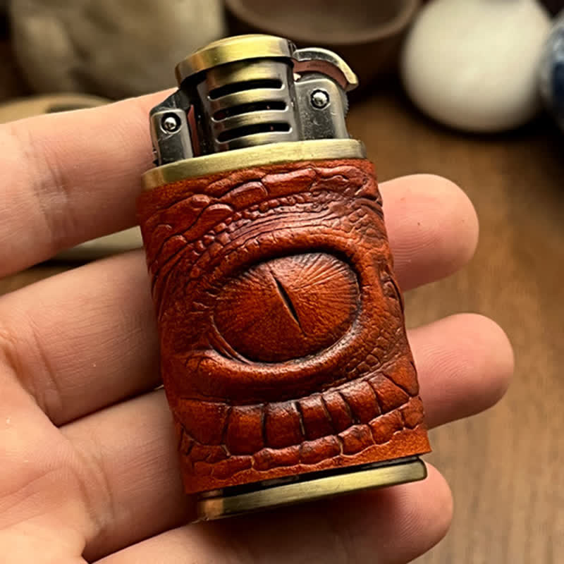 Briquet au butane rechargeable en cuir Dragon Eye