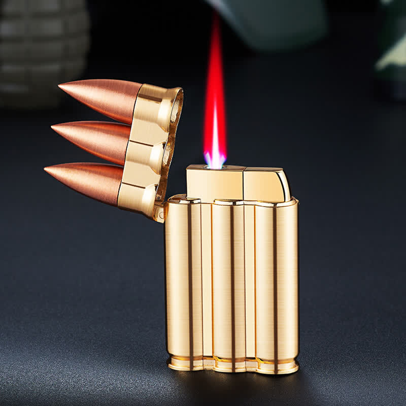 Briquet au butane rechargeable à corps métallique à trois balles