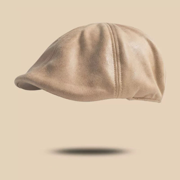 Béret octogonal en cuir de style rétro à tête plate