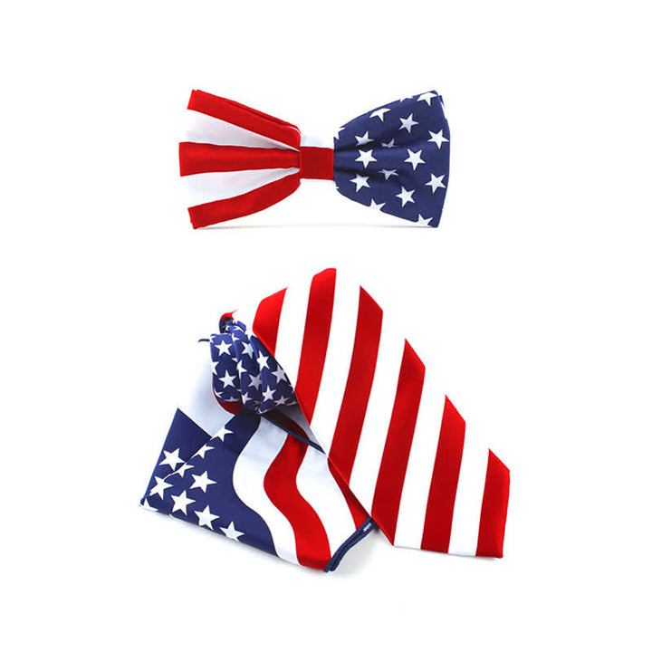 Lot de 3 cravates et mouchoirs à imprimé drapeau américain pour homme