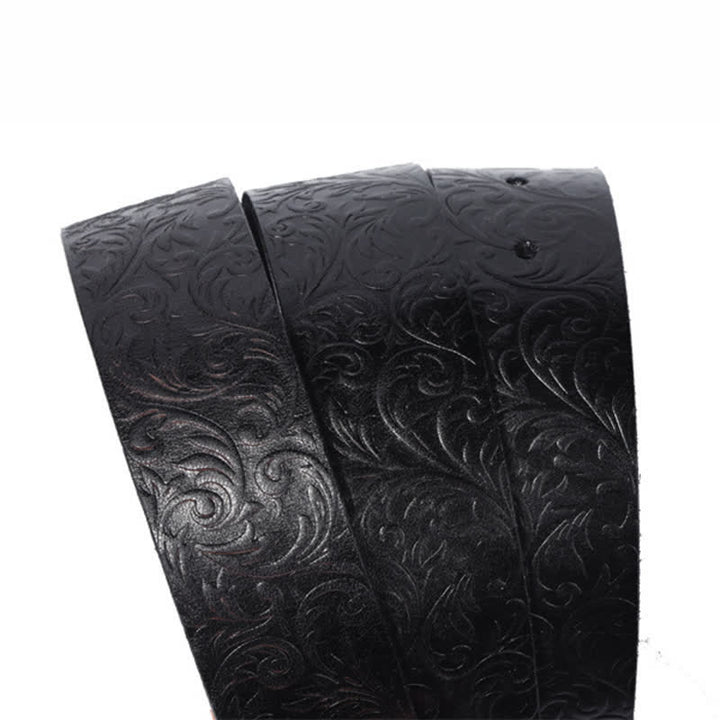 Ceinture classique en cuir magnifiquement gaufré à motifs floraux
