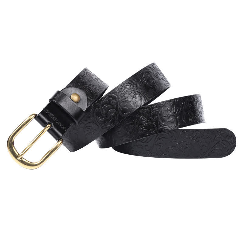 Ceinture classique en cuir magnifiquement gaufré à motifs floraux