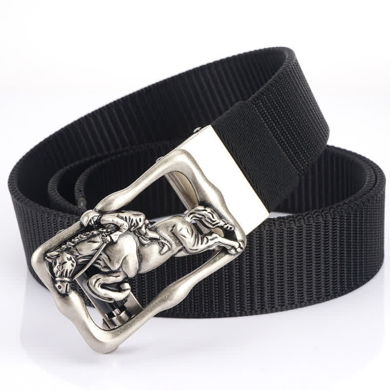 Ceinture d'équitation en nylon à boucle automatique creuse pour homme