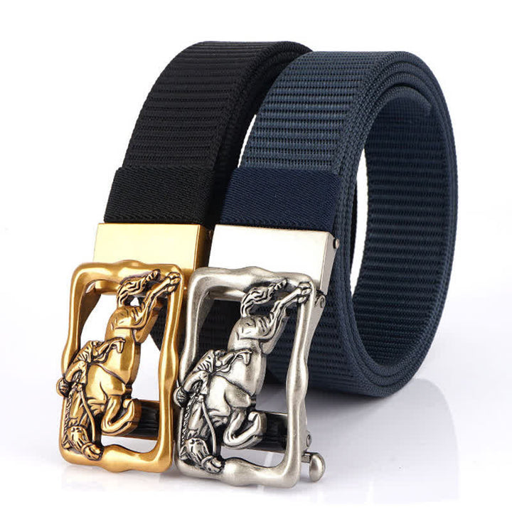 Ceinture d'équitation en nylon à boucle automatique creuse pour homme