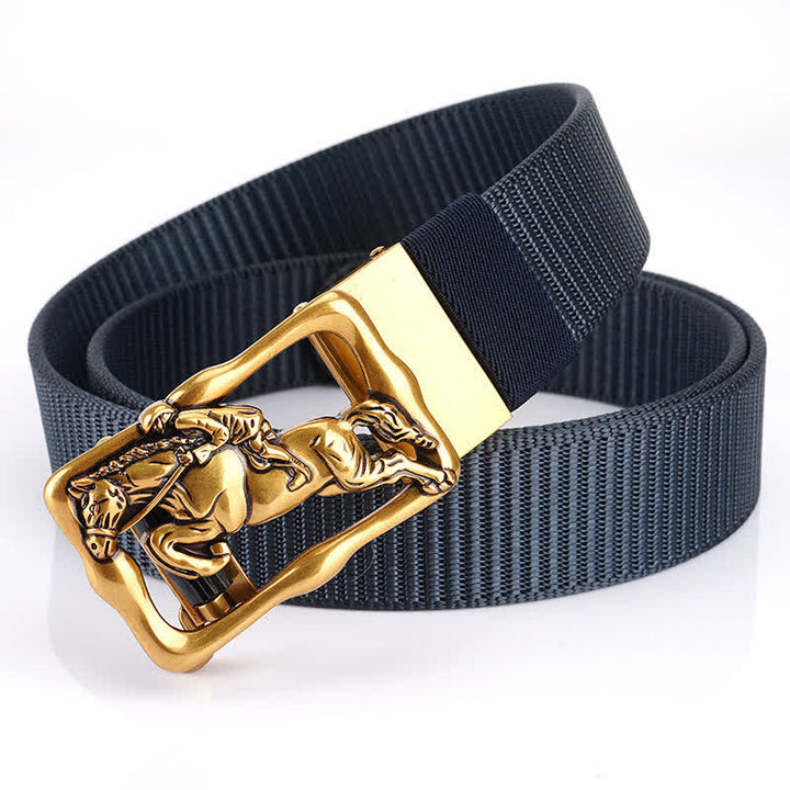 Ceinture d'équitation en nylon à boucle automatique creuse pour homme