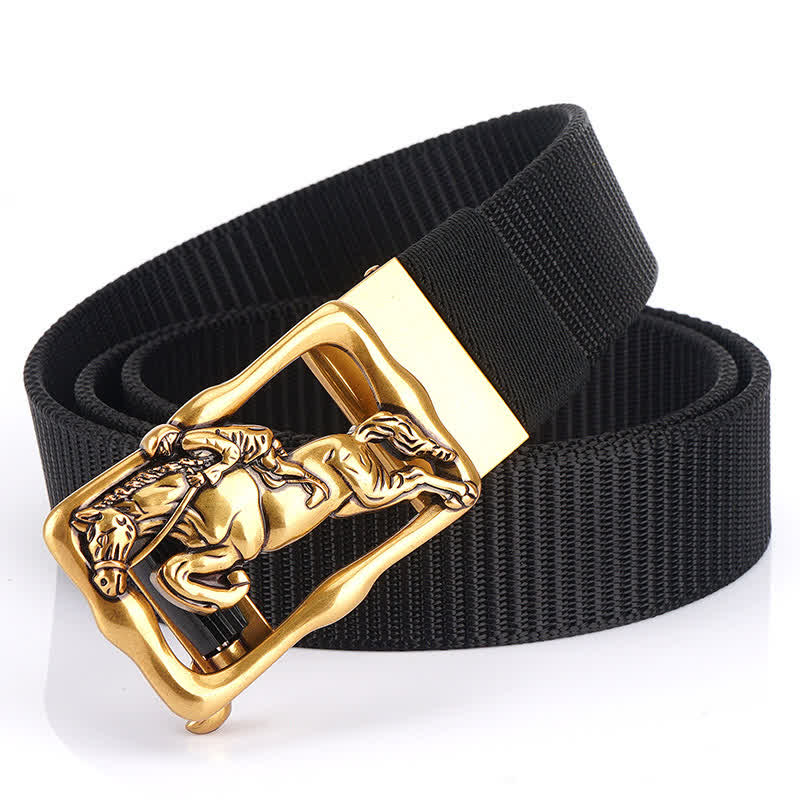 Ceinture d'équitation en nylon à boucle automatique creuse pour homme