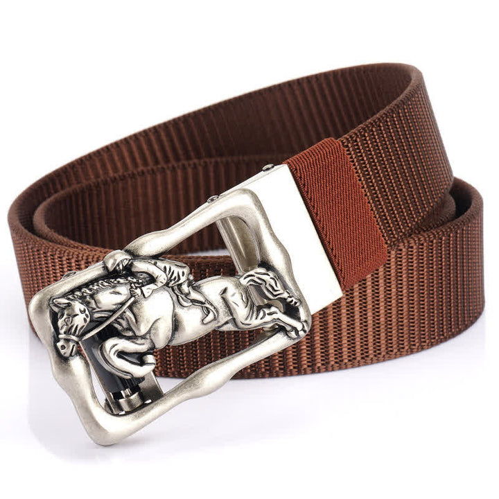 Ceinture d'équitation en nylon à boucle automatique creuse pour homme