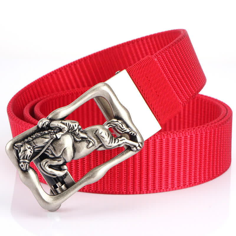 Ceinture d'équitation en nylon à boucle automatique creuse pour homme