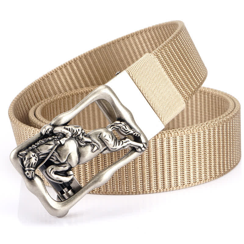 Ceinture d'équitation en nylon à boucle automatique creuse pour homme