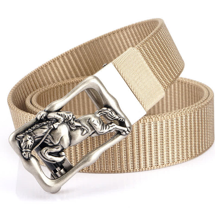Ceinture d'équitation en nylon à boucle automatique creuse pour homme