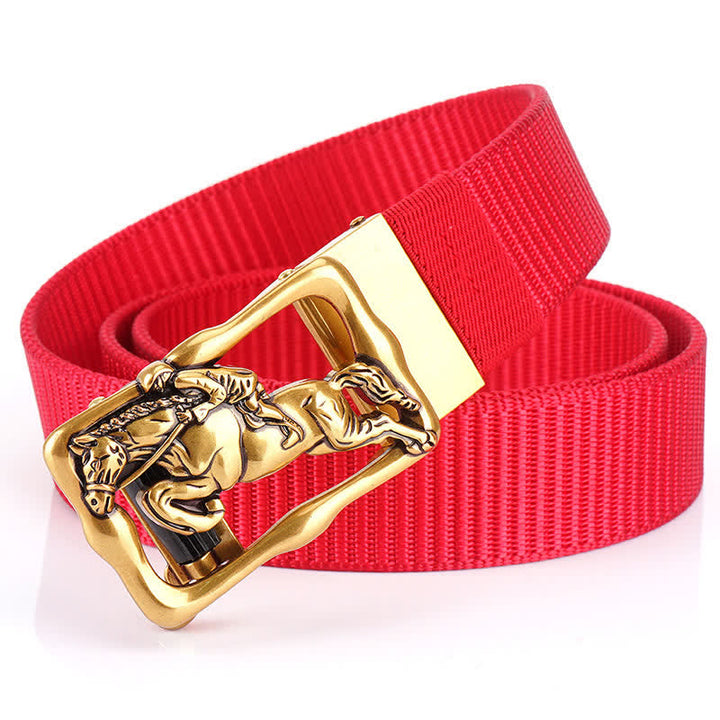 Ceinture d'équitation en nylon à boucle automatique creuse pour homme
