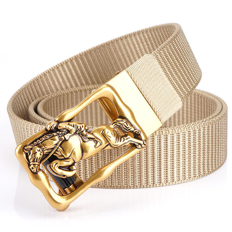 Ceinture d'équitation en nylon à boucle automatique creuse pour homme