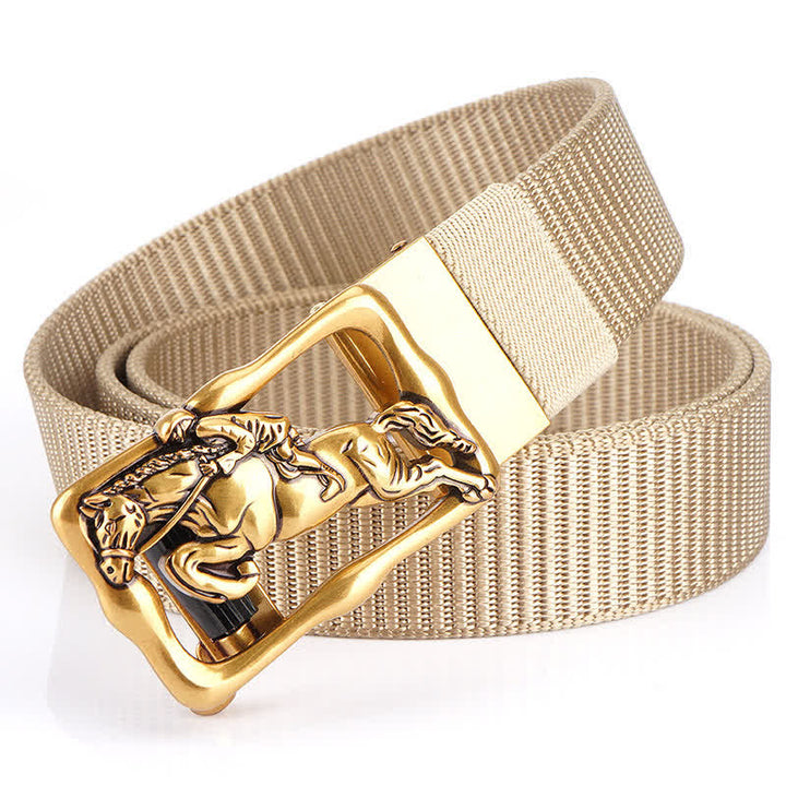 Ceinture d'équitation en nylon à boucle automatique creuse pour homme
