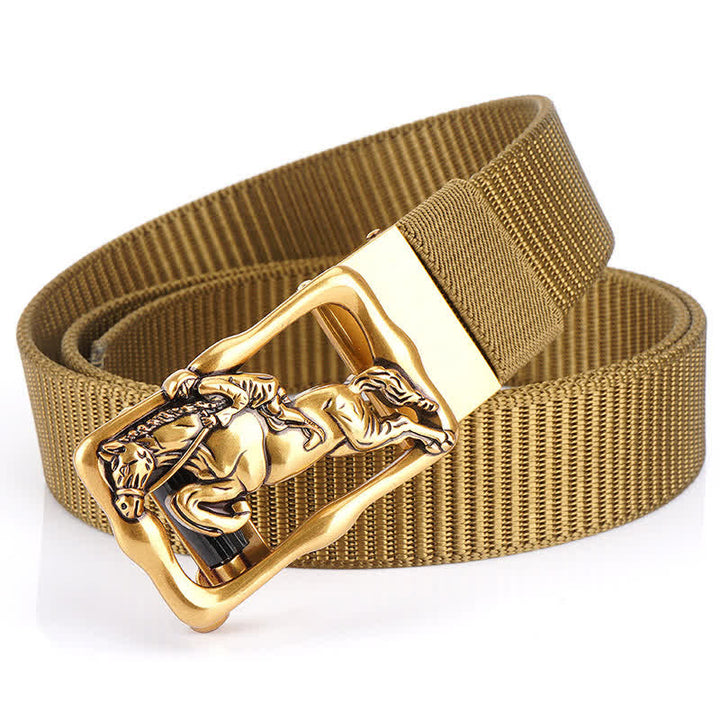 Ceinture d'équitation en nylon à boucle automatique creuse pour homme