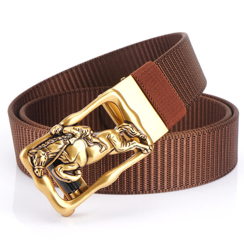 Ceinture d'équitation en nylon à boucle automatique creuse pour homme