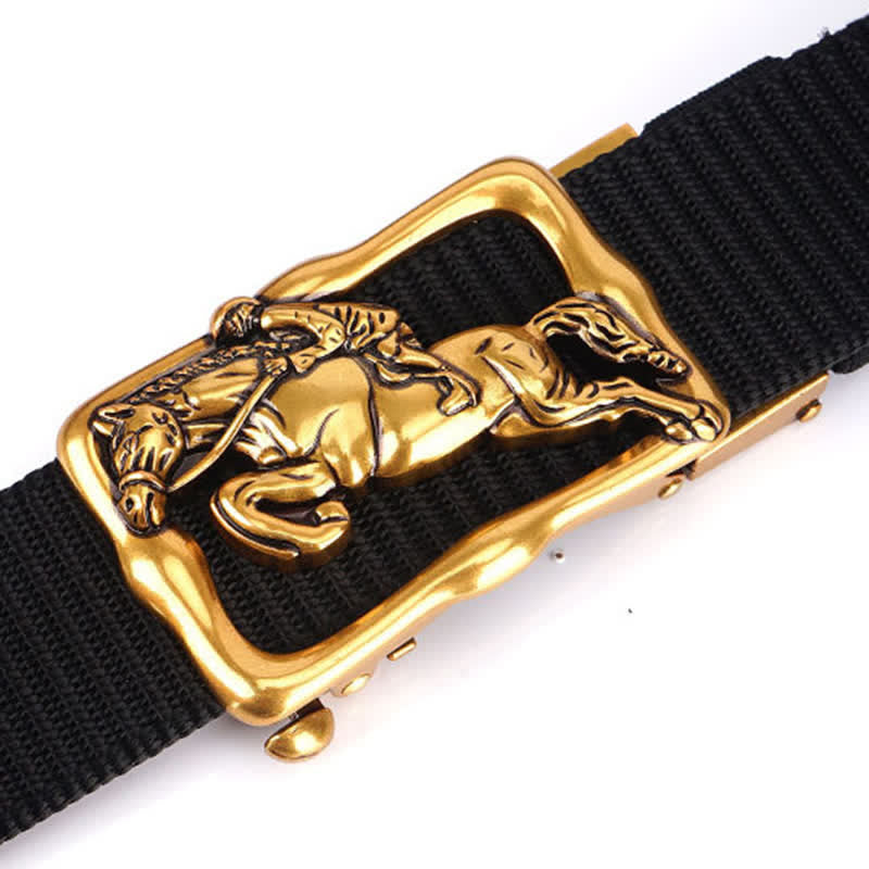 Ceinture d'équitation en nylon à boucle automatique creuse pour homme