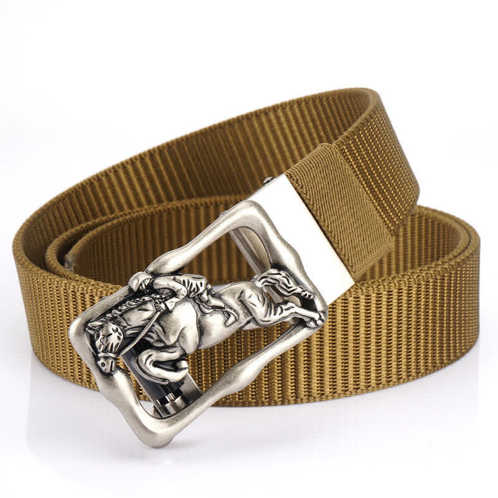 Ceinture d'équitation en nylon à boucle automatique creuse pour homme