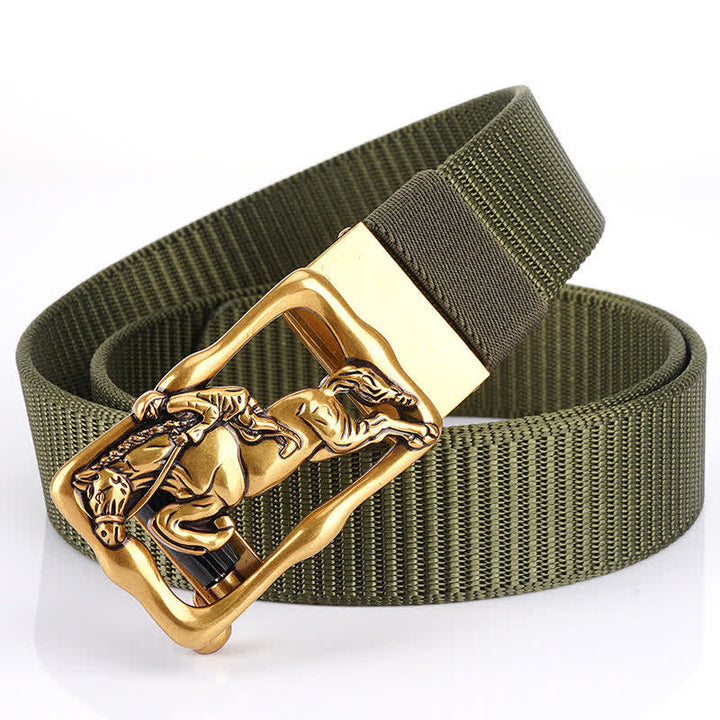 Ceinture d'équitation en nylon à boucle automatique creuse pour homme