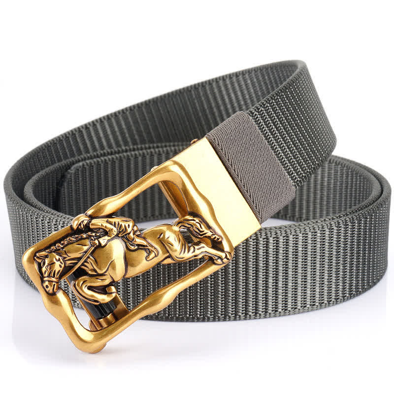 Ceinture d'équitation en nylon à boucle automatique creuse pour homme