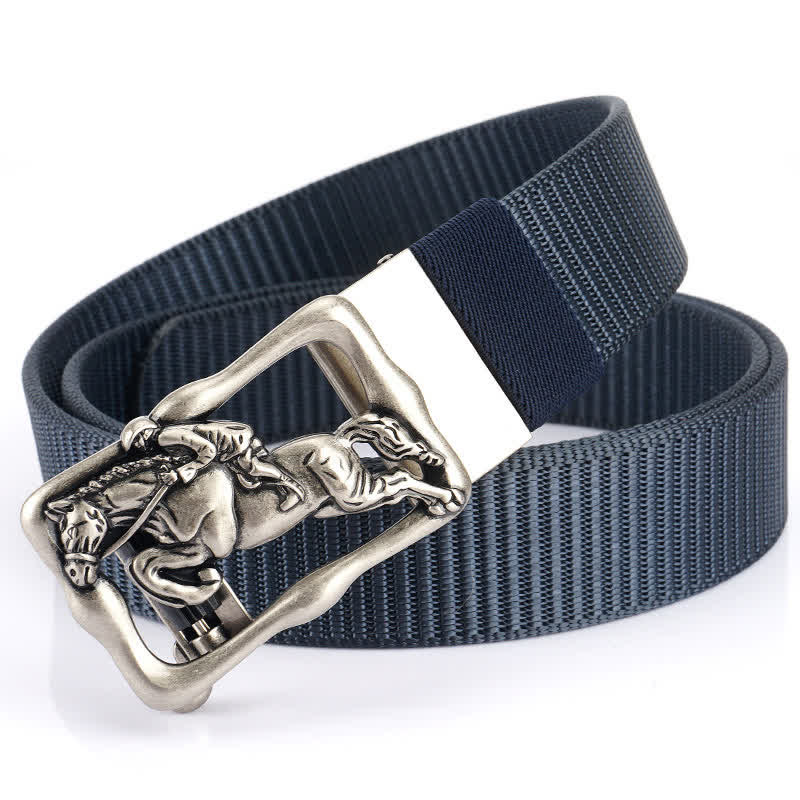 Ceinture d'équitation en nylon à boucle automatique creuse pour homme