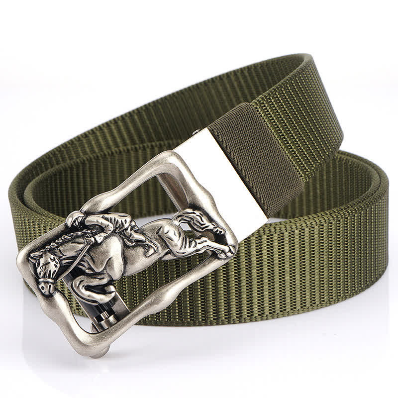 Ceinture d'équitation en nylon à boucle automatique creuse pour homme