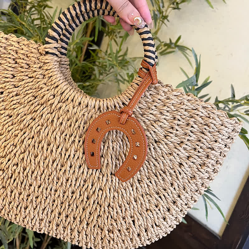 Porte-clés en cuir avec pendentif en forme de fer à cheval simple