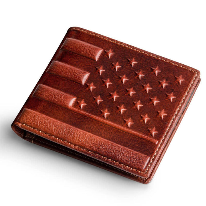 Portefeuille en cuir gaufré avec drapeau américain patriotique