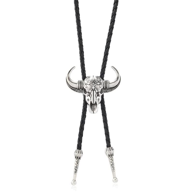 Cravate style bolo western turquoise avec motif cœur de taureau