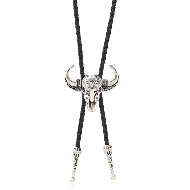 Cravate style bolo western turquoise avec motif cœur de taureau