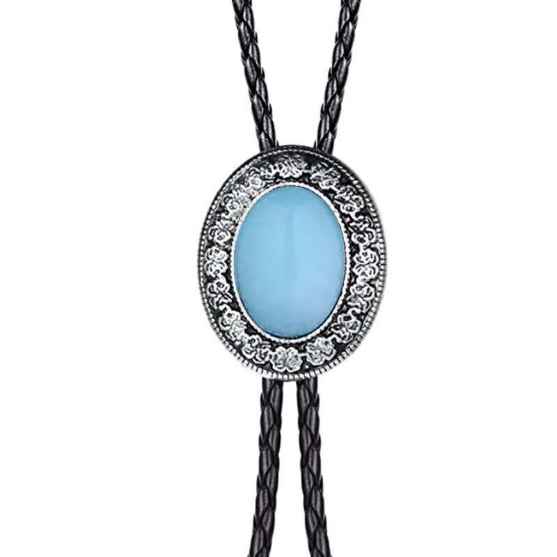 Cravate bolo fantaisie en pierre naturelle, inspirée du rodéo - Bleu clair - image 14