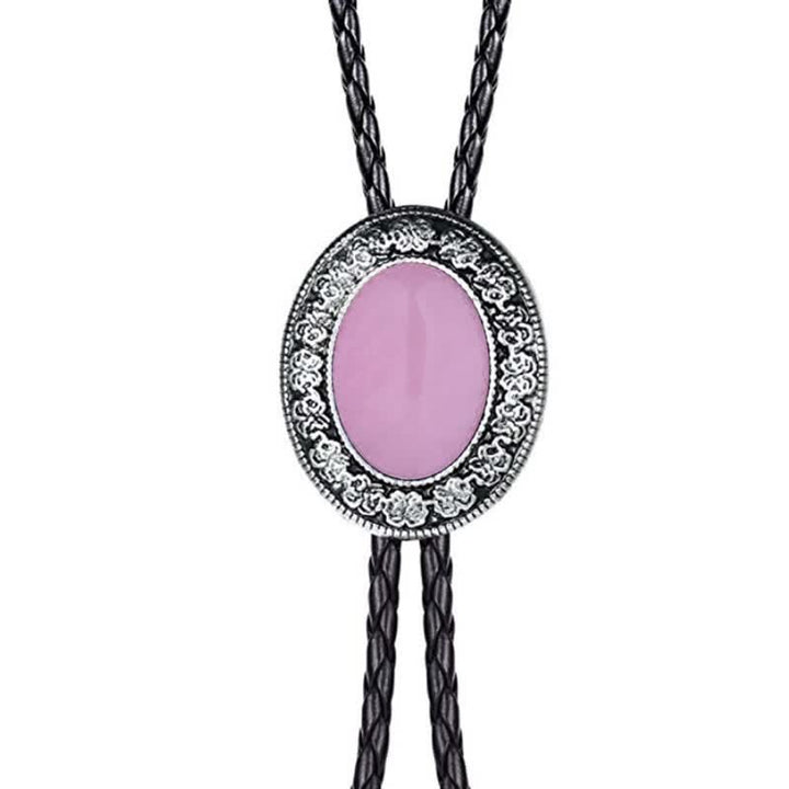 Cravate bolo fantaisie en pierre naturelle, inspirée du rodéo - Rose - image 15