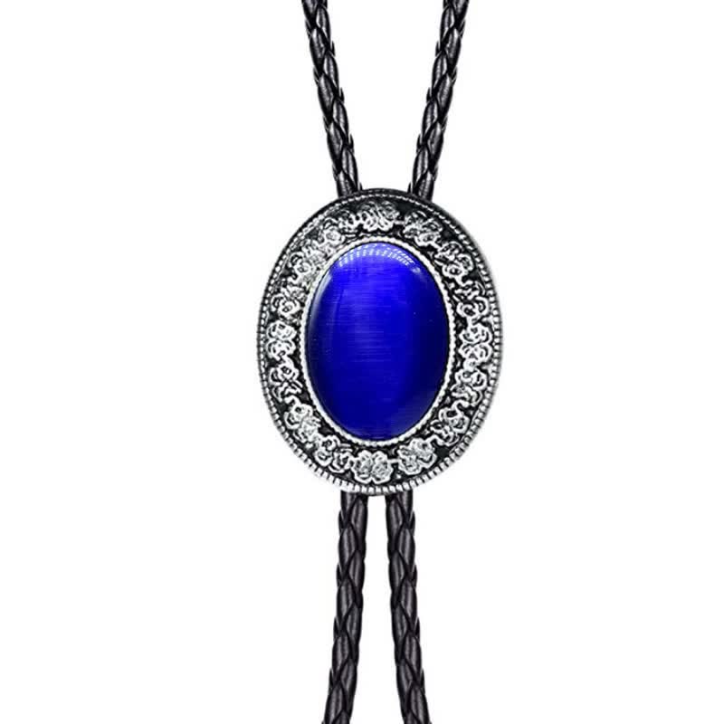Cravate bolo fantaisie en pierre naturelle, inspirée du rodéo - Bleu royal - image 18