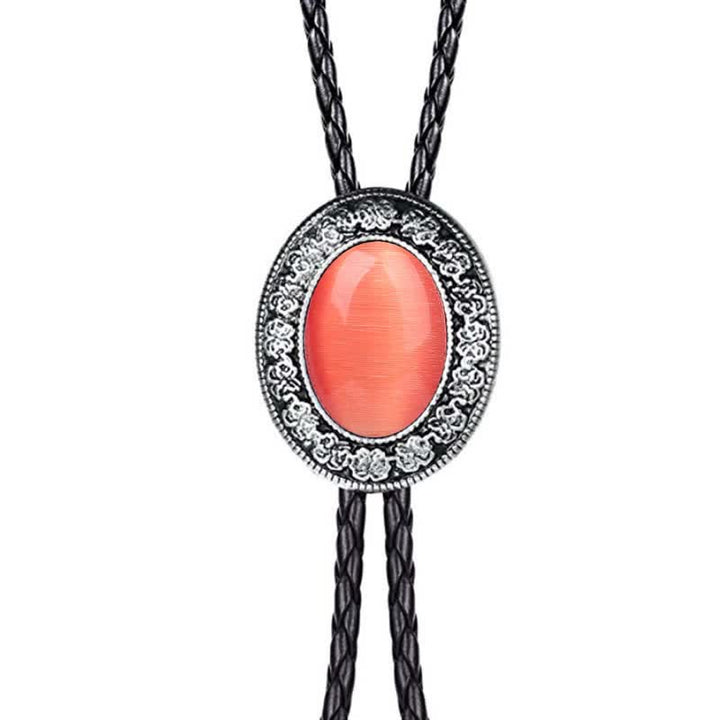 Cravate bolo fantaisie en pierre naturelle, inspirée du rodéo - Rouge corail - image 19