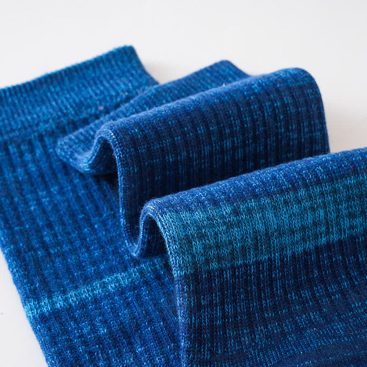 Chaussettes mi-mollet confortables à cinq doigts pour hommes, à rayures colorées