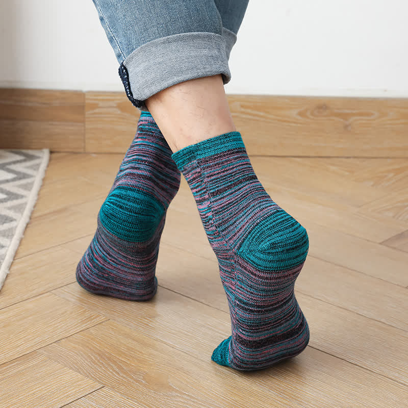 Chaussettes mi-mollet fendues à rayures ethniques vintage pour homme