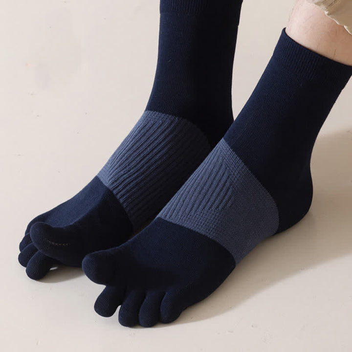 Chaussettes mi-mollet confortables en pur coton à cinq orteils fendus pour hommes