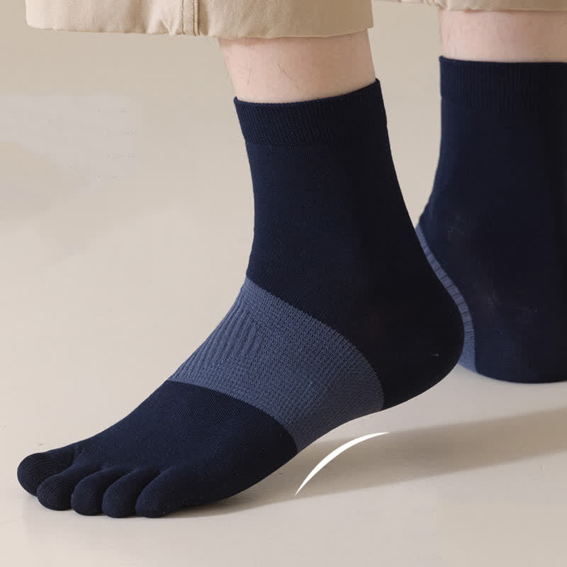 Chaussettes mi-mollet confortables en pur coton à cinq orteils fendus pour hommes