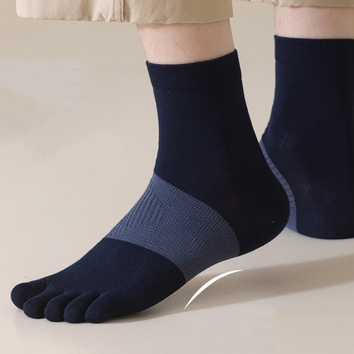 Chaussettes mi-mollet confortables en pur coton à cinq orteils fendus pour hommes