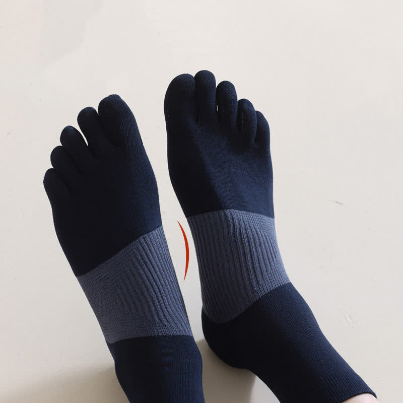 Chaussettes mi-mollet confortables en pur coton à cinq orteils fendus pour hommes