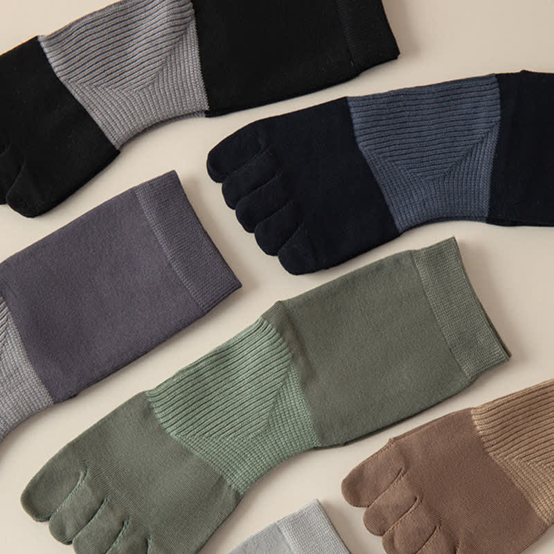 Chaussettes mi-mollet confortables en pur coton à cinq orteils fendus pour hommes