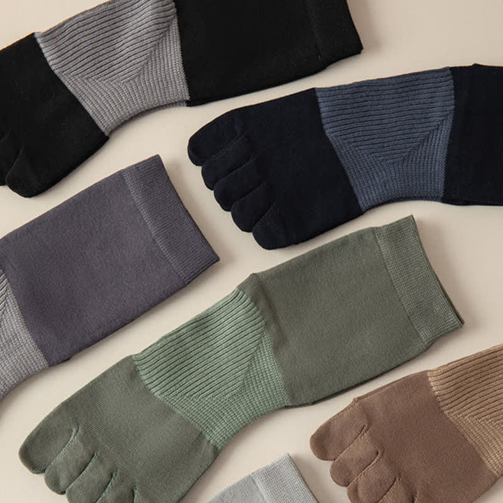 Chaussettes mi-mollet confortables en pur coton à cinq orteils fendus pour hommes