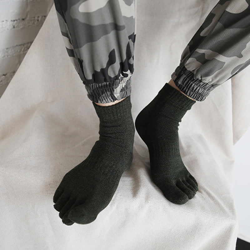 Chaussettes en coton à cinq doigts de style rétro pour hommes