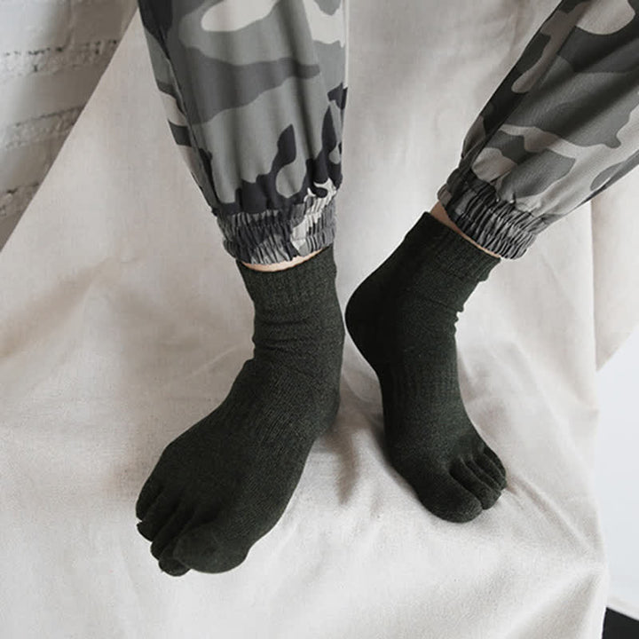 Chaussettes en coton à cinq doigts de style rétro pour hommes