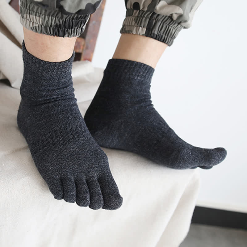 Chaussettes en coton à cinq doigts de style rétro pour hommes