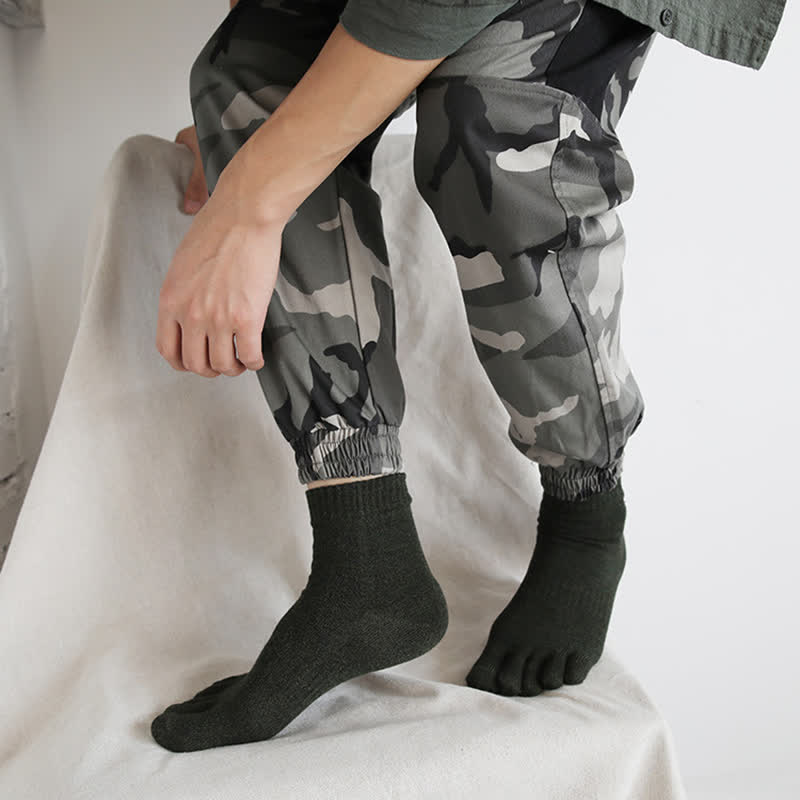 Chaussettes en coton à cinq doigts de style rétro pour hommes