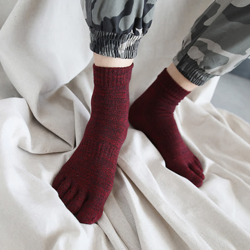 Chaussettes en coton à cinq doigts de style rétro pour hommes