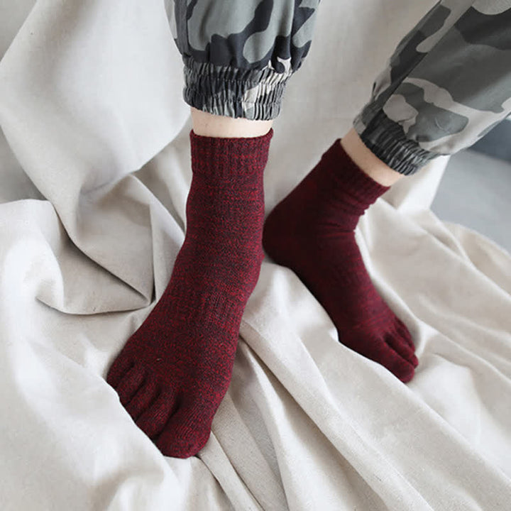 Chaussettes en coton à cinq doigts de style rétro pour hommes
